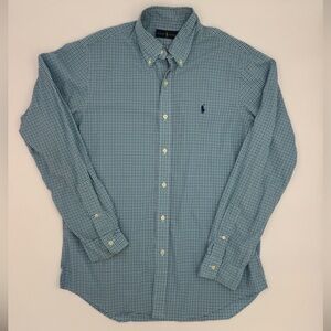 Ralph Lauren Teal Checkered Button Down Shirt